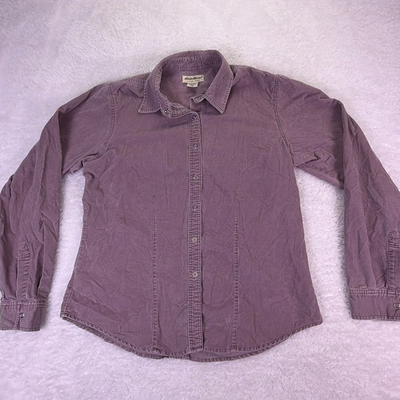 Eddie Bauer Tops - Eddie Bauer Womens M Corduroy Long Sleeve Shirt Snap Buttons - Lavender/Purple